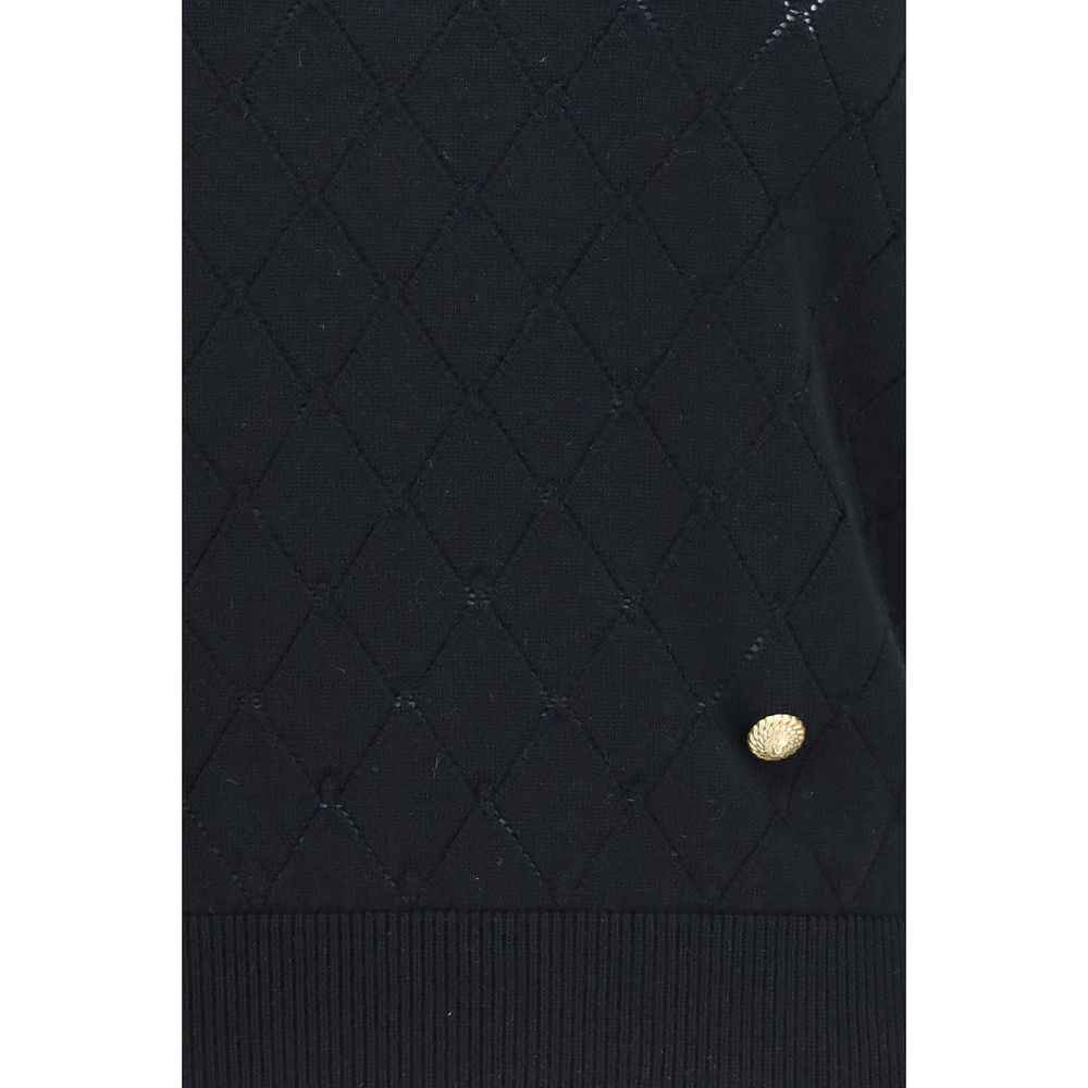 Balmain Black Wool Oves Aries Sleeveles T-Shirt