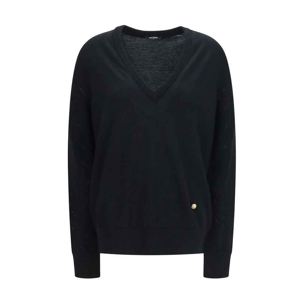 Balmain Black Wool Oves Aries Sweatshirt
