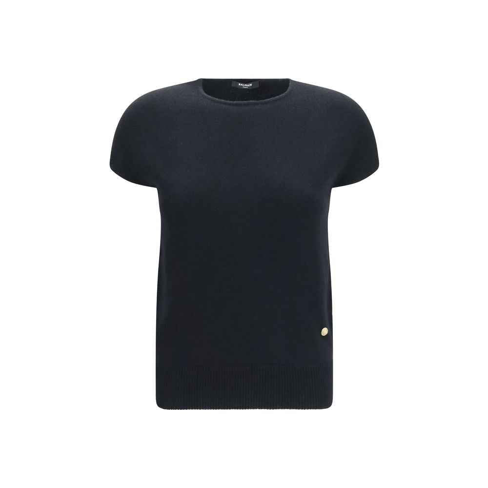 Balmain Black Wool Oves Aries Sleeveles Sweater