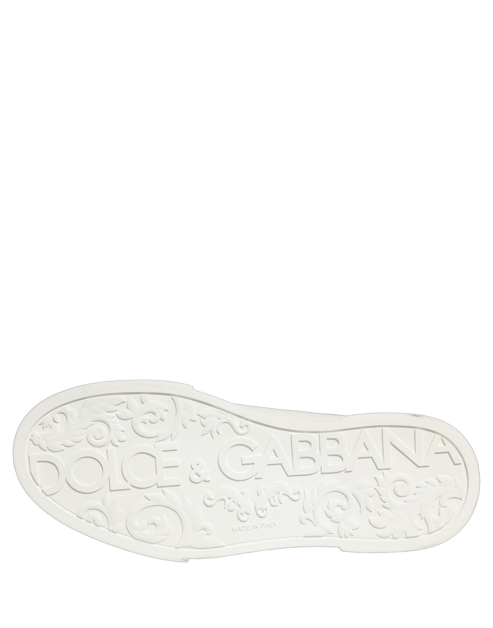 Dolce & Gabbana White Leather DG Logo Low Top Sneakers Shoes