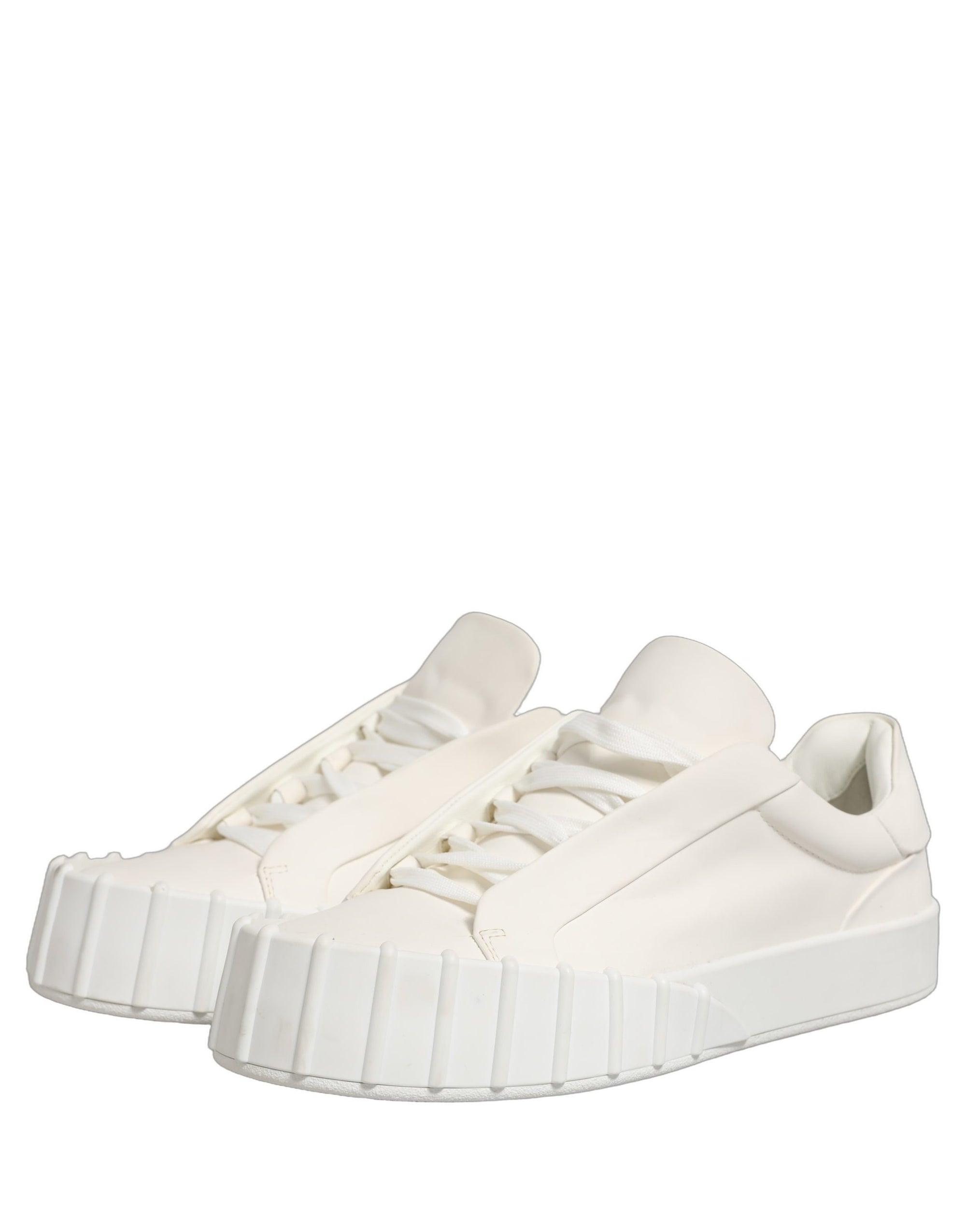 Dolce & Gabbana White Leather Low Top Lace Up Sneakers Shoes