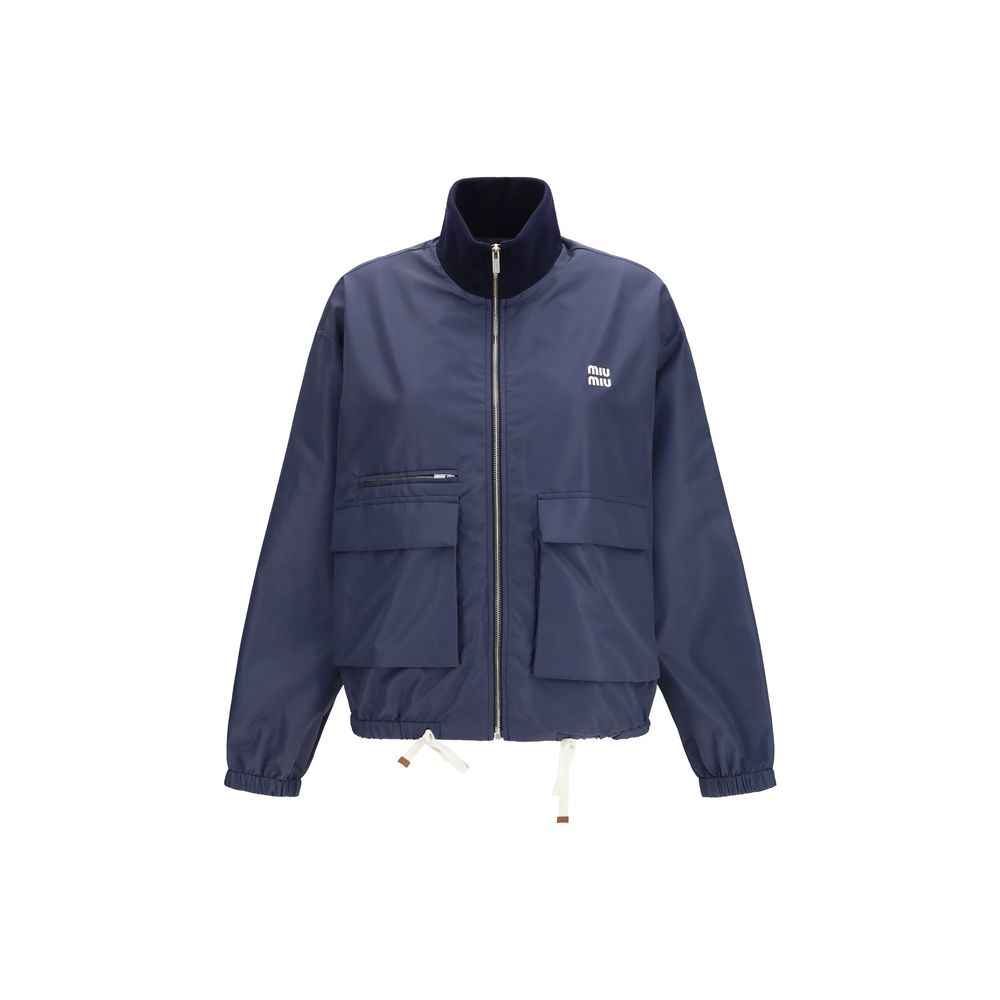 Miu Miu Blue Polyester Full-Length Jacket