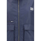 Miu Miu Blue Polyester Full-Length Jacket