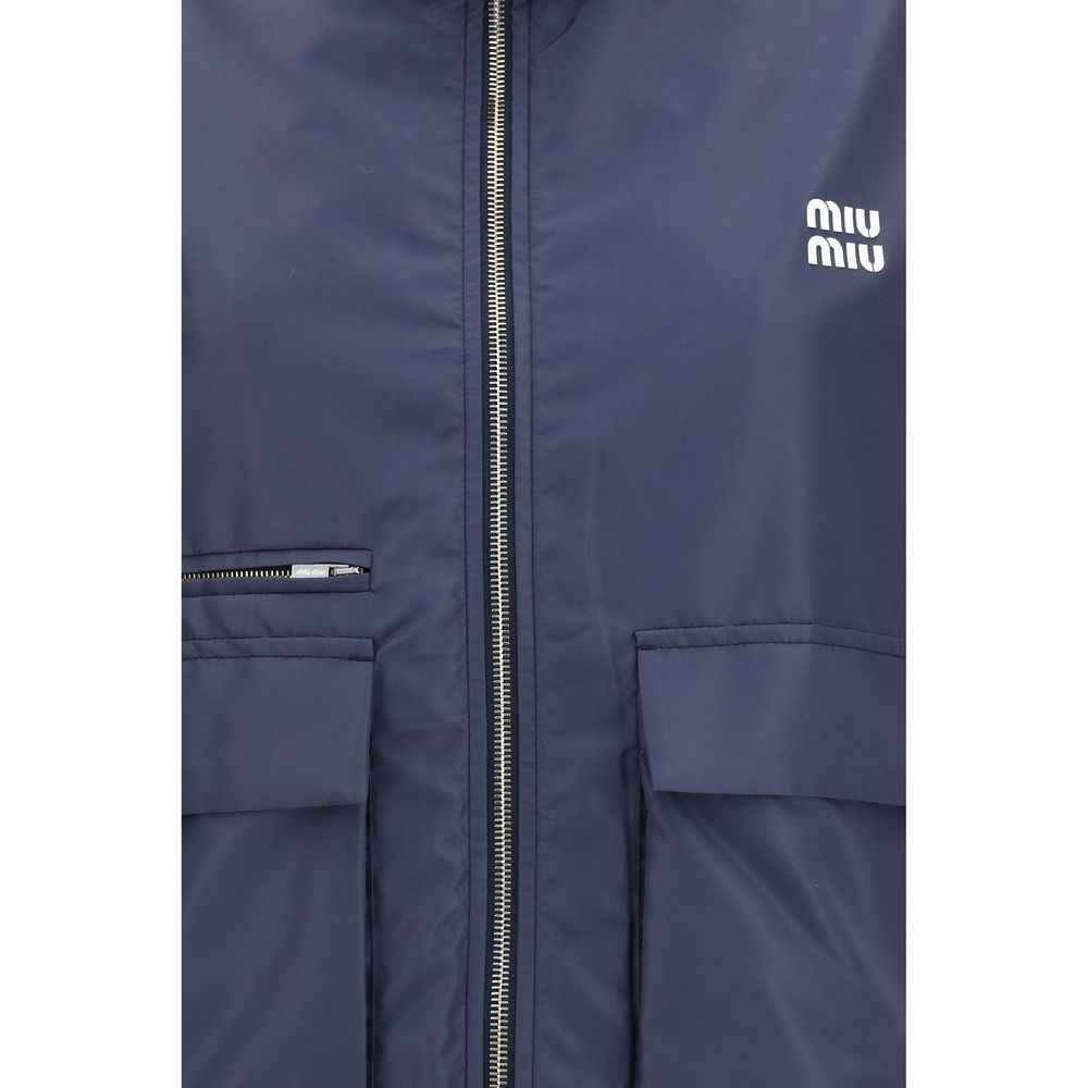 Miu Miu Blue Polyester Full-Length Jacket