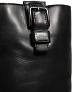 Dolce & Gabbana Black Leather Buckle Detail Mid Calf Boots Shoes