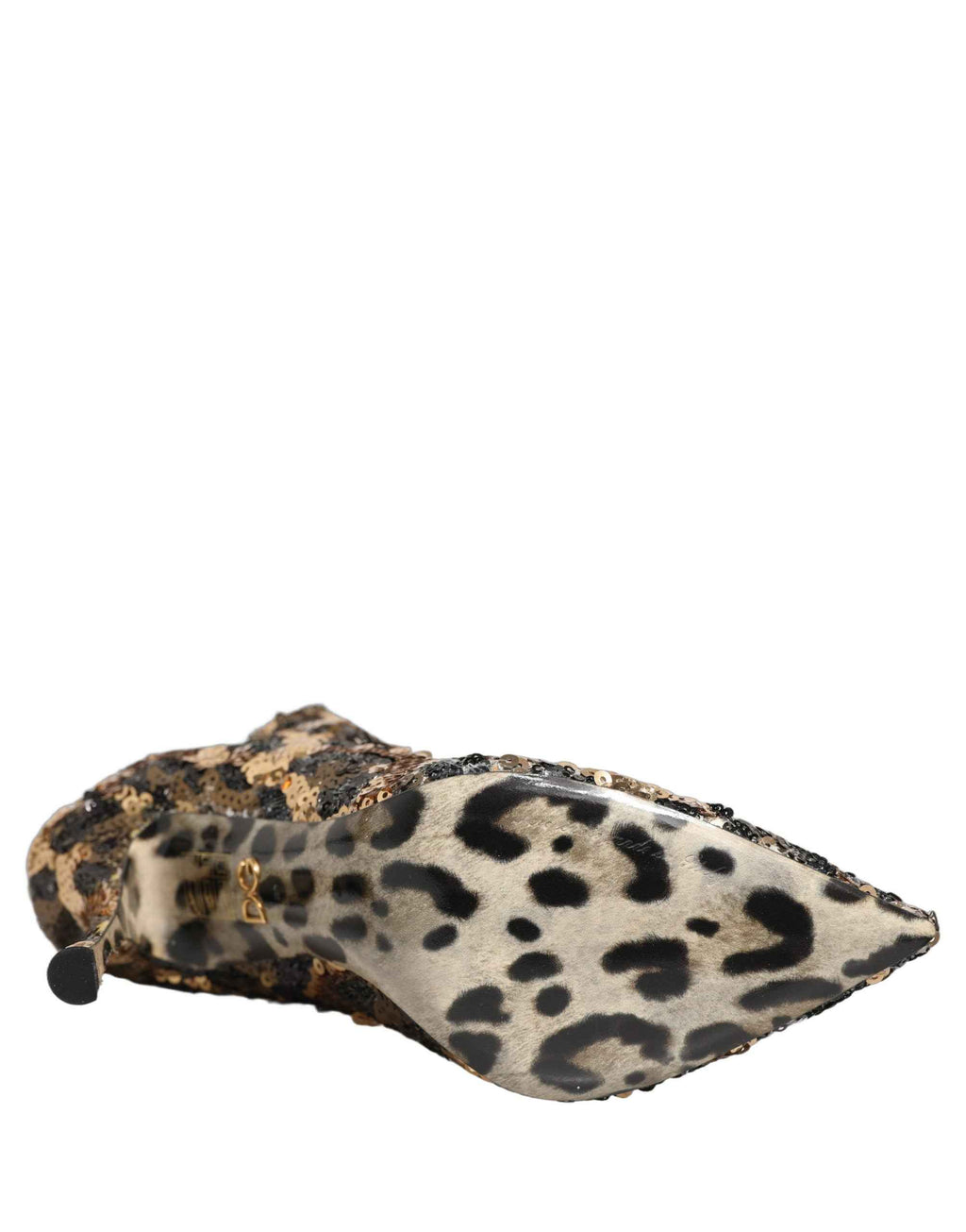 Dolce & Gabbana Gold Leopard Sequin Sock Ankle Boots Shoes