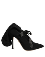Dolce & Gabbana Black Stiletto Heels Mid Calf Boots Shoes