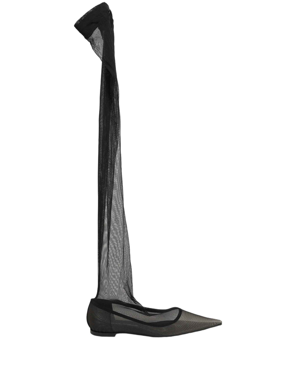 Dolce & Gabbana Black Over The Knee Tulle Flats Boots Shoes
