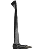 Dolce & Gabbana Black Over The Knee Tulle Flats Boots Shoes
