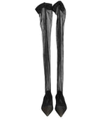 Dolce & Gabbana Black Over The Knee Tulle Flats Boots Shoes