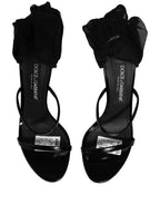 Dolce & Gabbana Stiletto Sandals Socks Knee High Boots Black