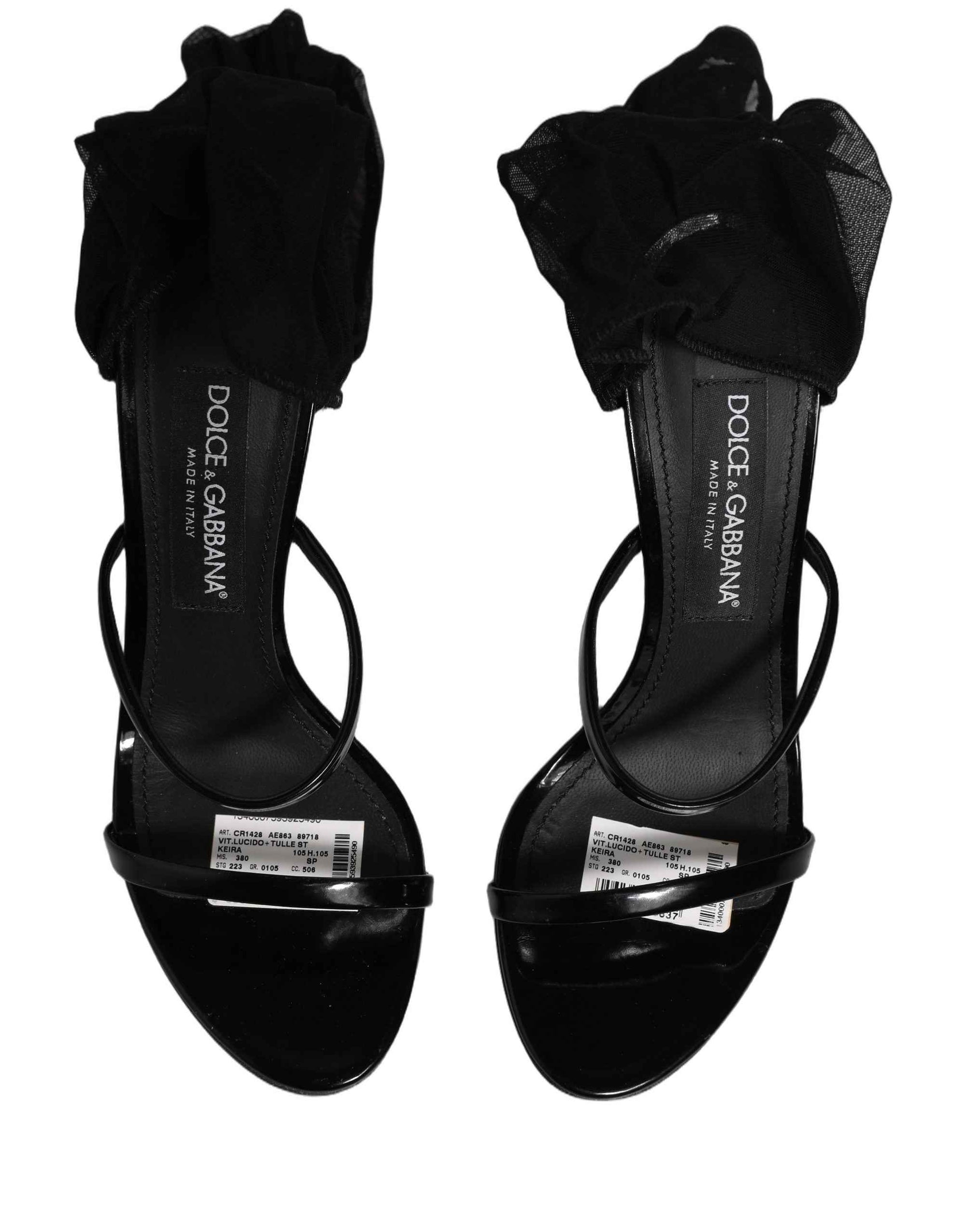 Dolce & Gabbana Stiletto Sandals Socks Knee High Boots Black