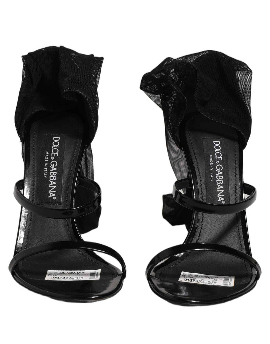 Dolce & Gabbana Stiletto Sandals Socks Knee High Boots Black