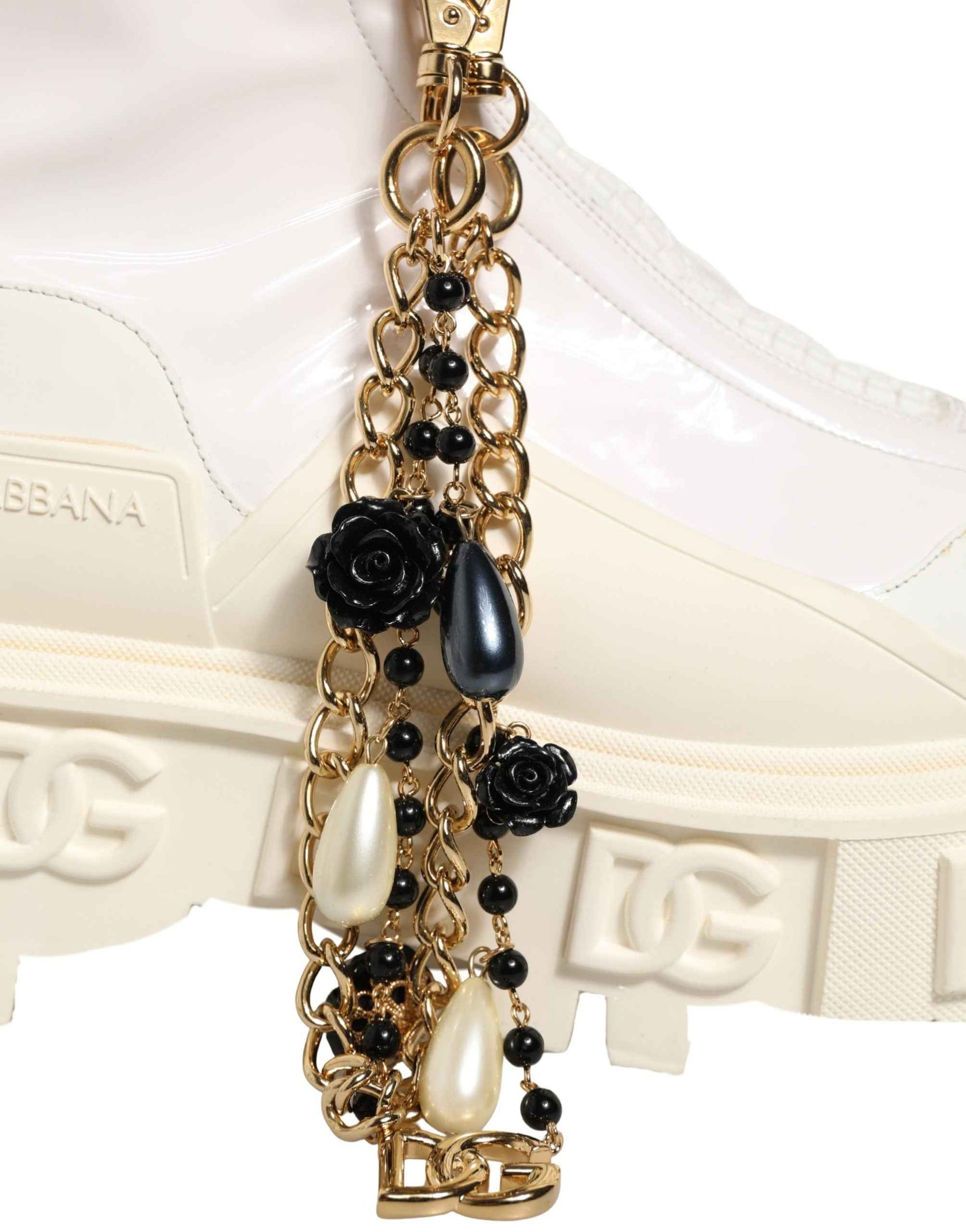 Dolce & Gabbana White Leather Rubber Logo Ankle Boots Shoes