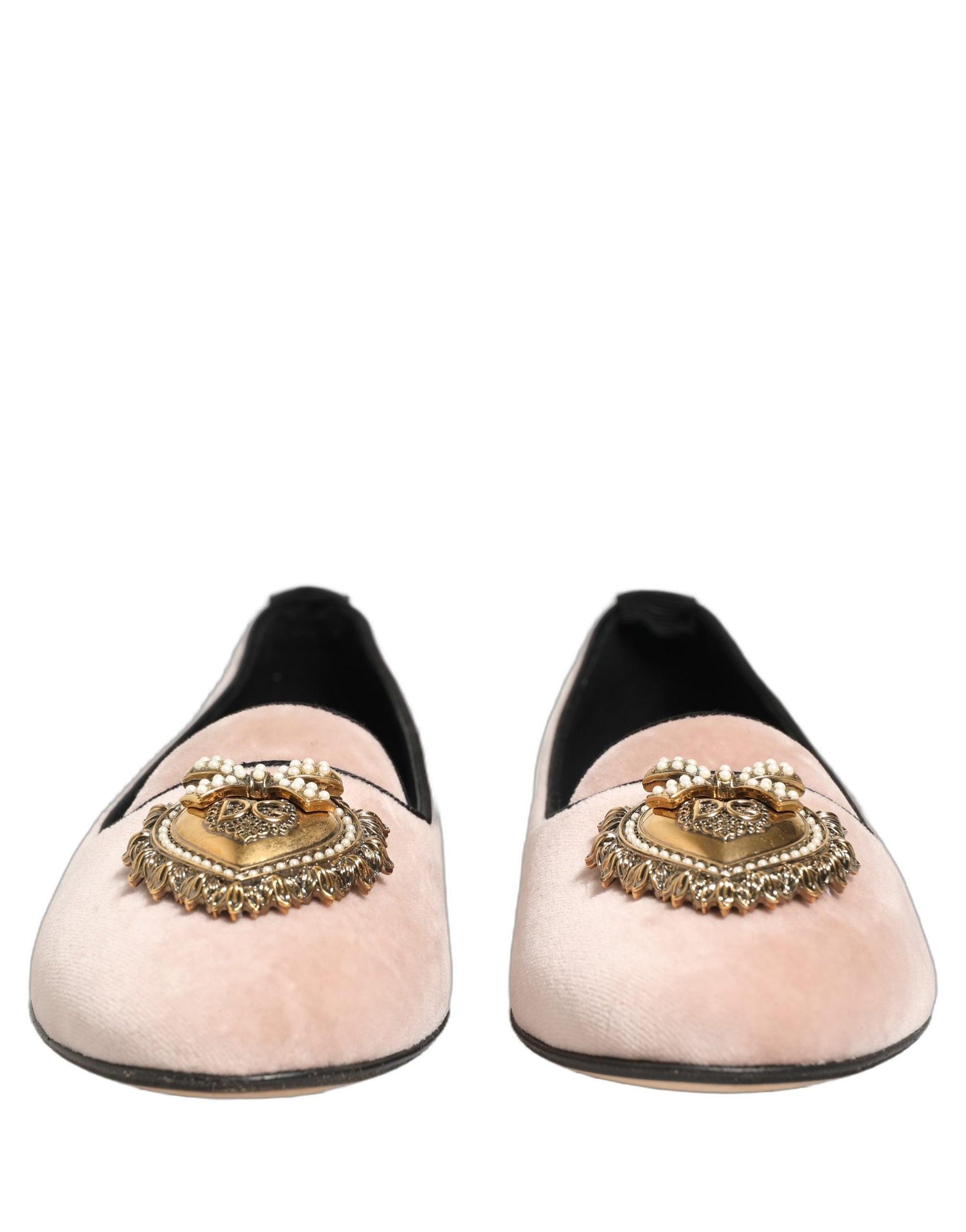 Dolce & Gabbana Pink Velvet Devotion Loafers Flats Shoes