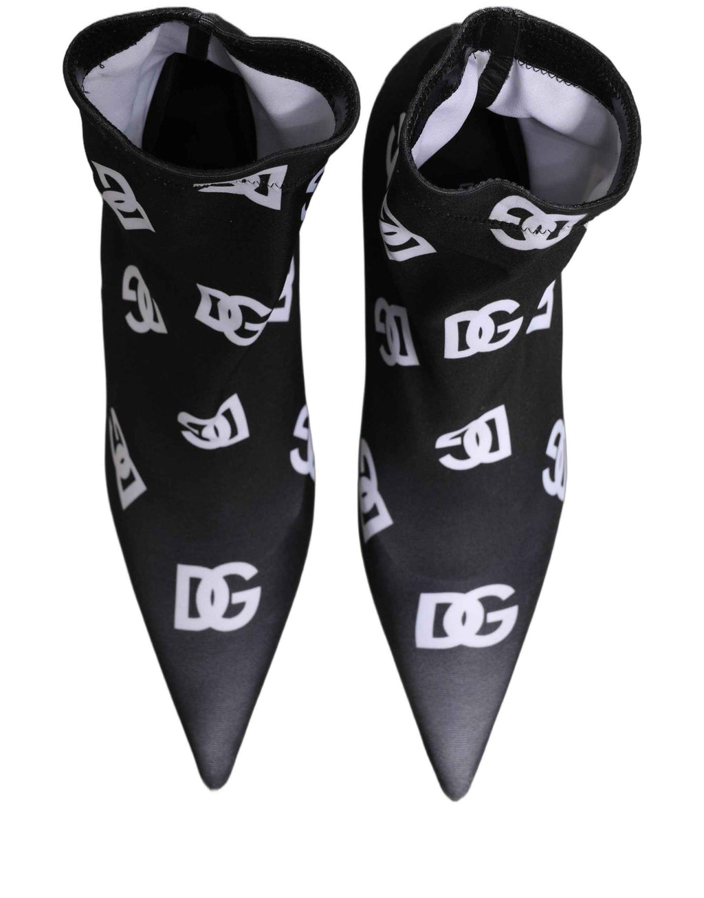 Dolce & Gabbana Black Logo Stretch Heels Ankle Boots Shoes