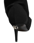 Dolce & Gabbana Black Stretch Socks Heels Ankle Boots Shoes