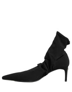 Dolce & Gabbana Black Stretch Socks Heels Ankle Boots Shoes