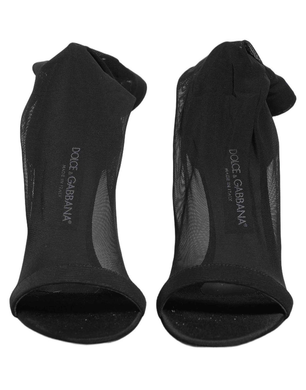 Dolce & Gabbana Black Nylon Mesh Sock Style Boots Shoes