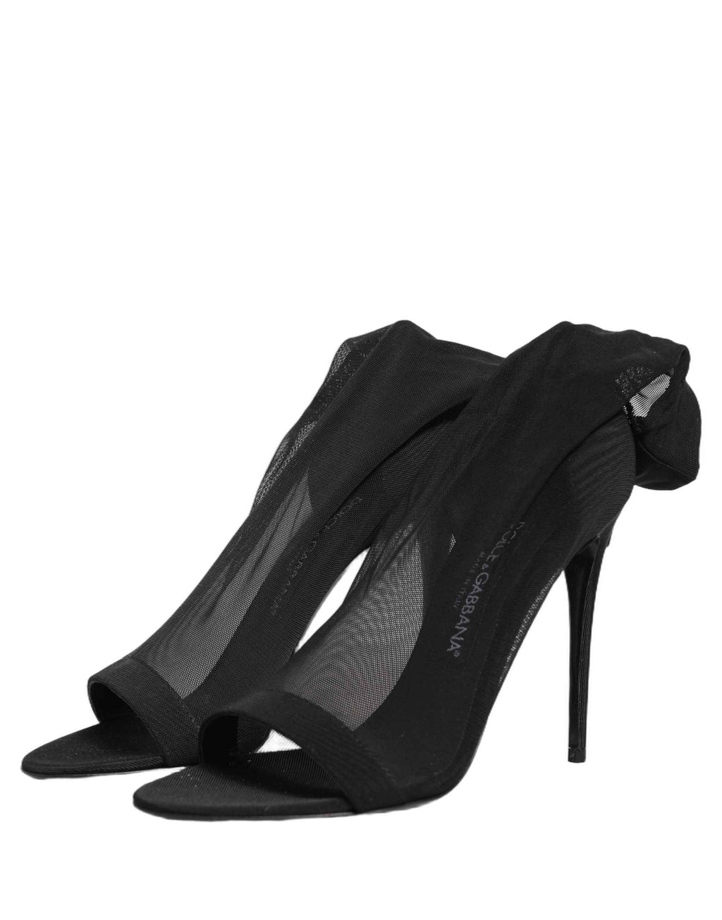 Dolce & Gabbana Black Nylon Mesh Sock Style Boots Shoes