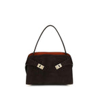 Ferragamo Brown Calf Leather Bos Taurus Shoulder Bag