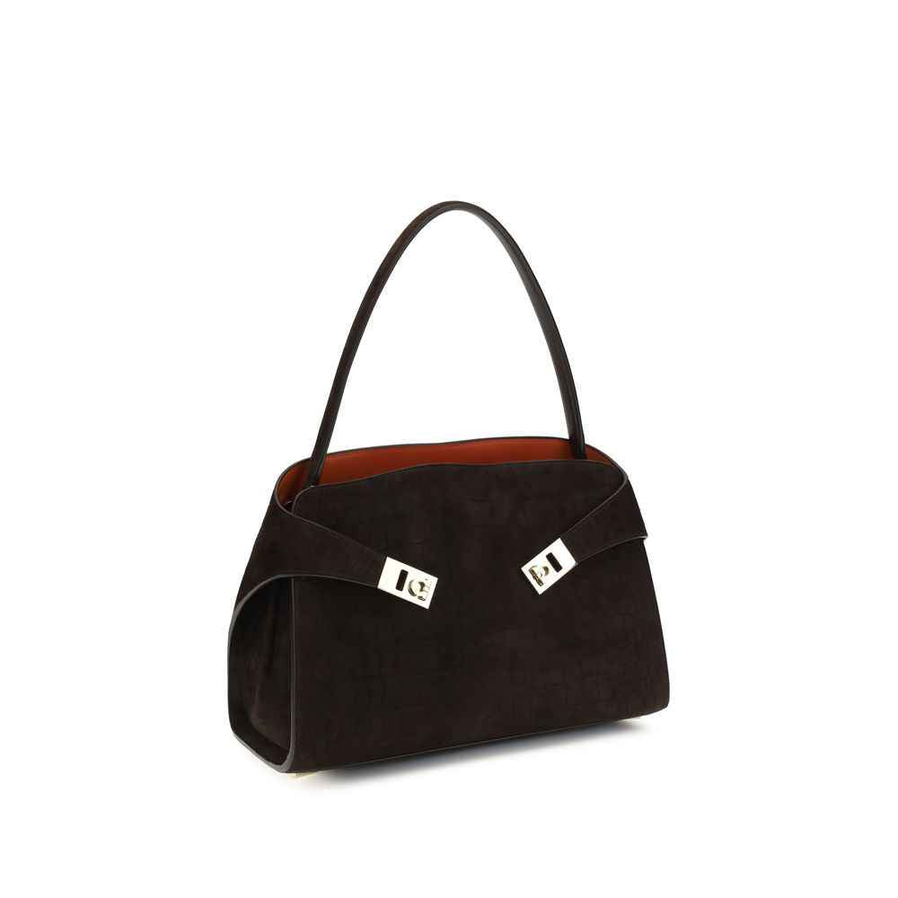 Ferragamo Brown Calf Leather Bos Taurus Shoulder Bag