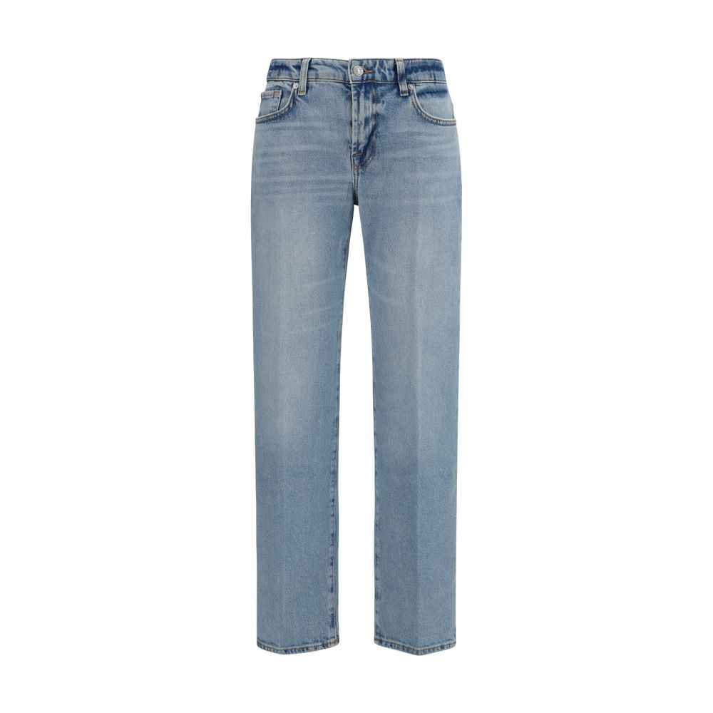 7FOR Blue Cotton Straight-Leg Jeans