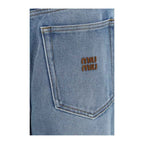 Miu Miu Blue Polyester Relaxed Fit Jeans