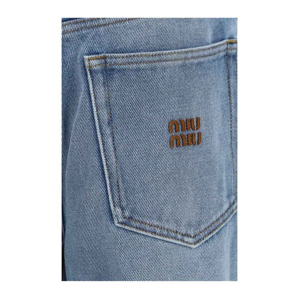 Miu Miu Blue Polyester Relaxed Fit Jeans