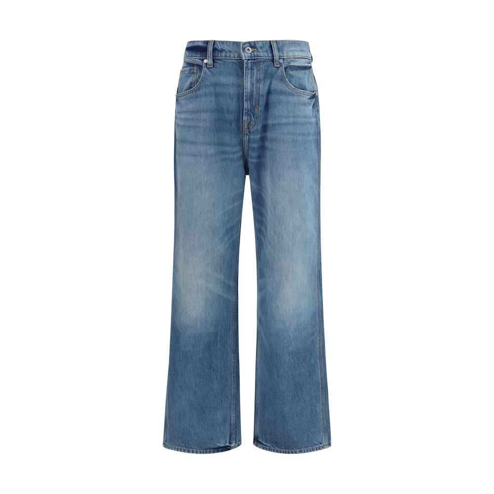 7FOR Blue Cotton Relaxed Fit Jeans