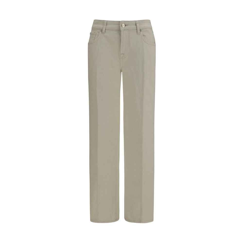 7FOR Beige Cotton Straight-Leg Jeans