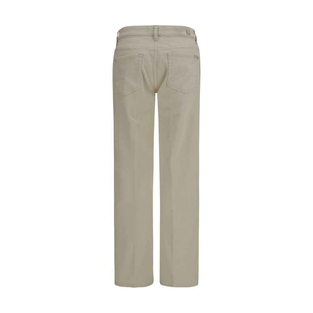 7FOR Beige Cotton Straight-Leg Jeans
