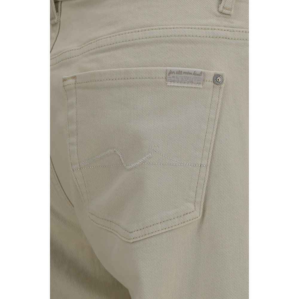 7FOR Beige Cotton Straight-Leg Jeans