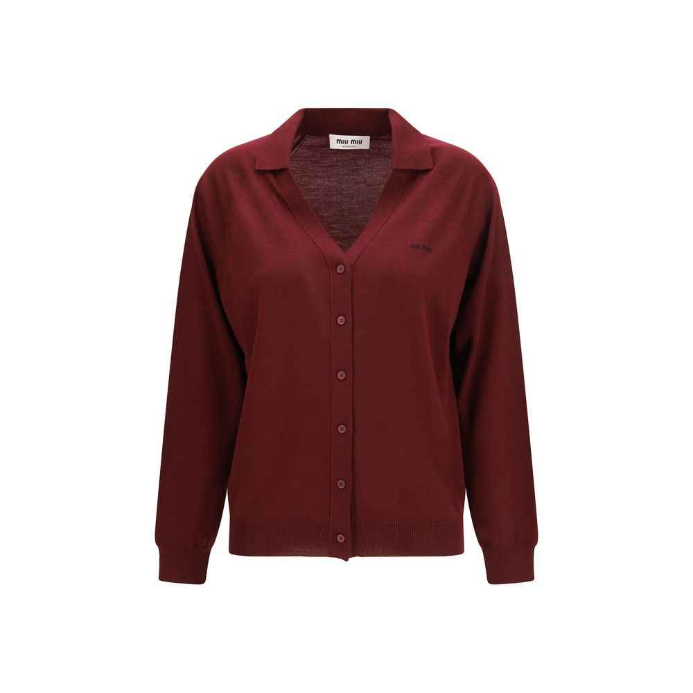 Miu Miu Bordeaux Wool Oves Aries Cardigan