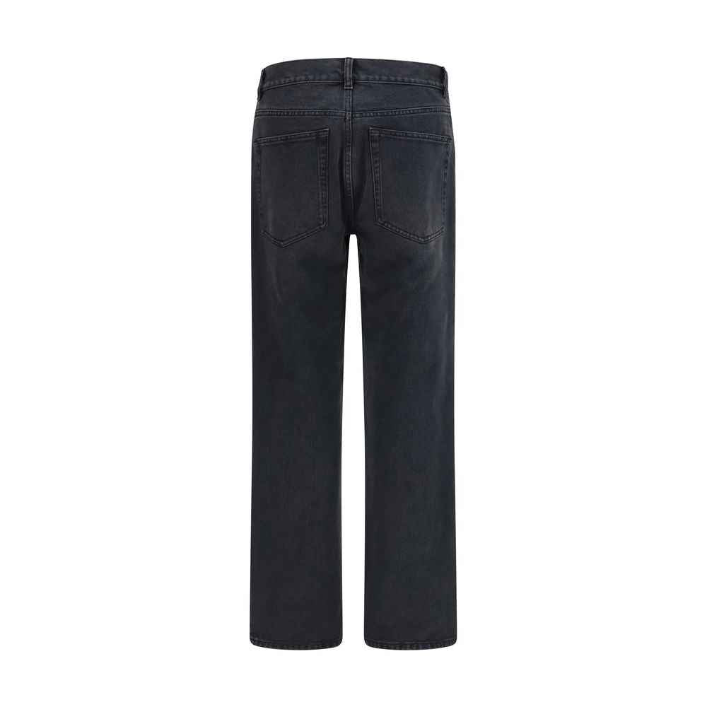 The Row Black Cotton Straight-Leg Jeans