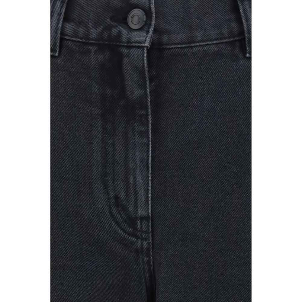 The Row Black Cotton Straight-Leg Jeans