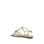 Prada Gold Calf Leather Bos Taurus Flat Sandals