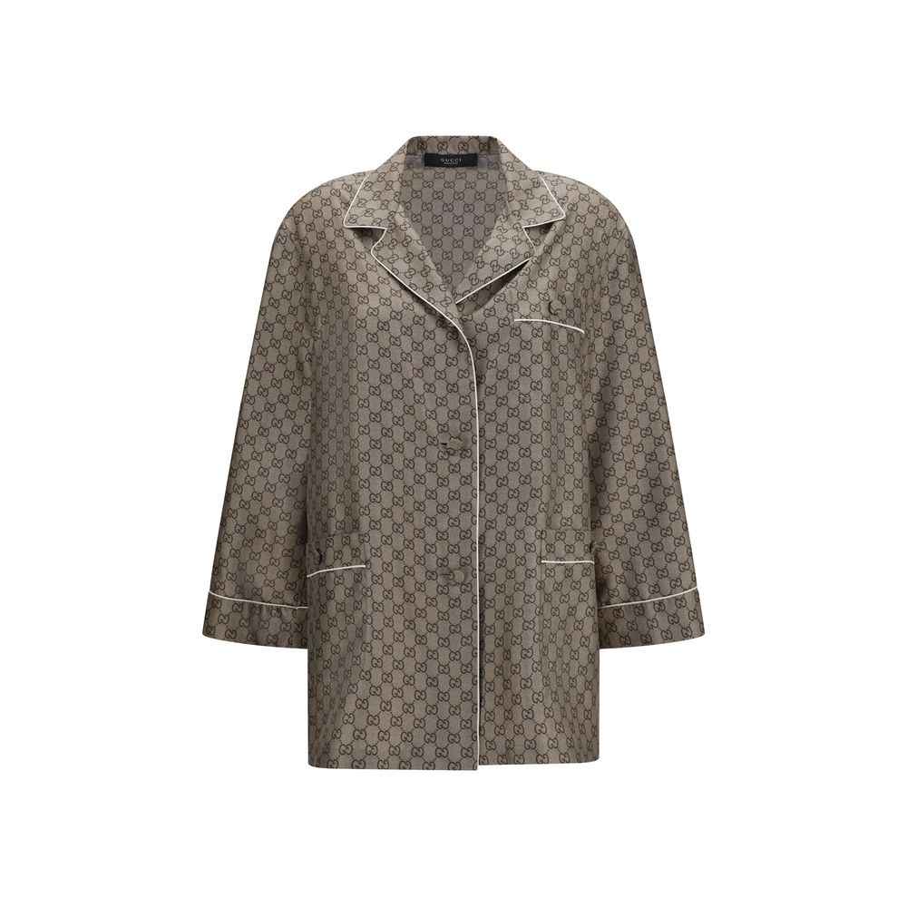 Gucci Beige Silk Dress Shirt