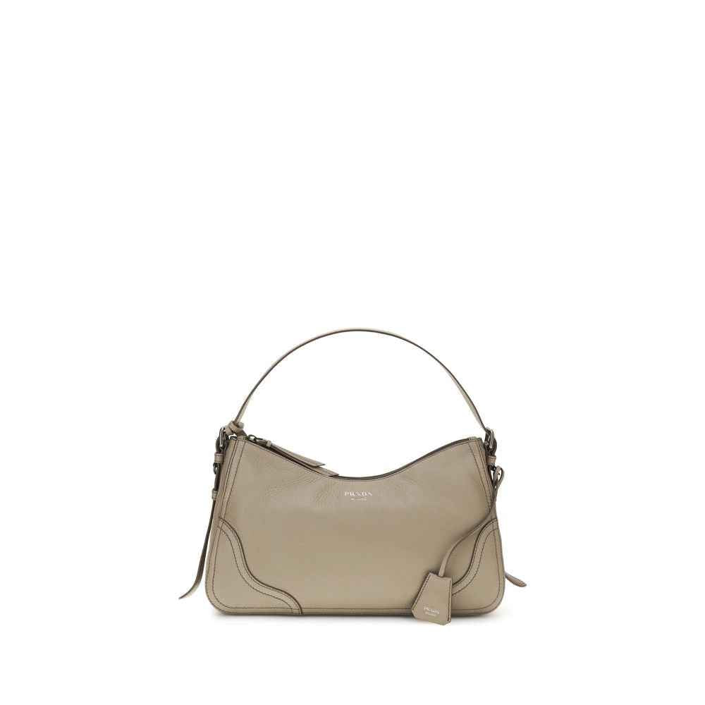 Prada Gray Calf Leather Bos Taurus Shoulder Bag