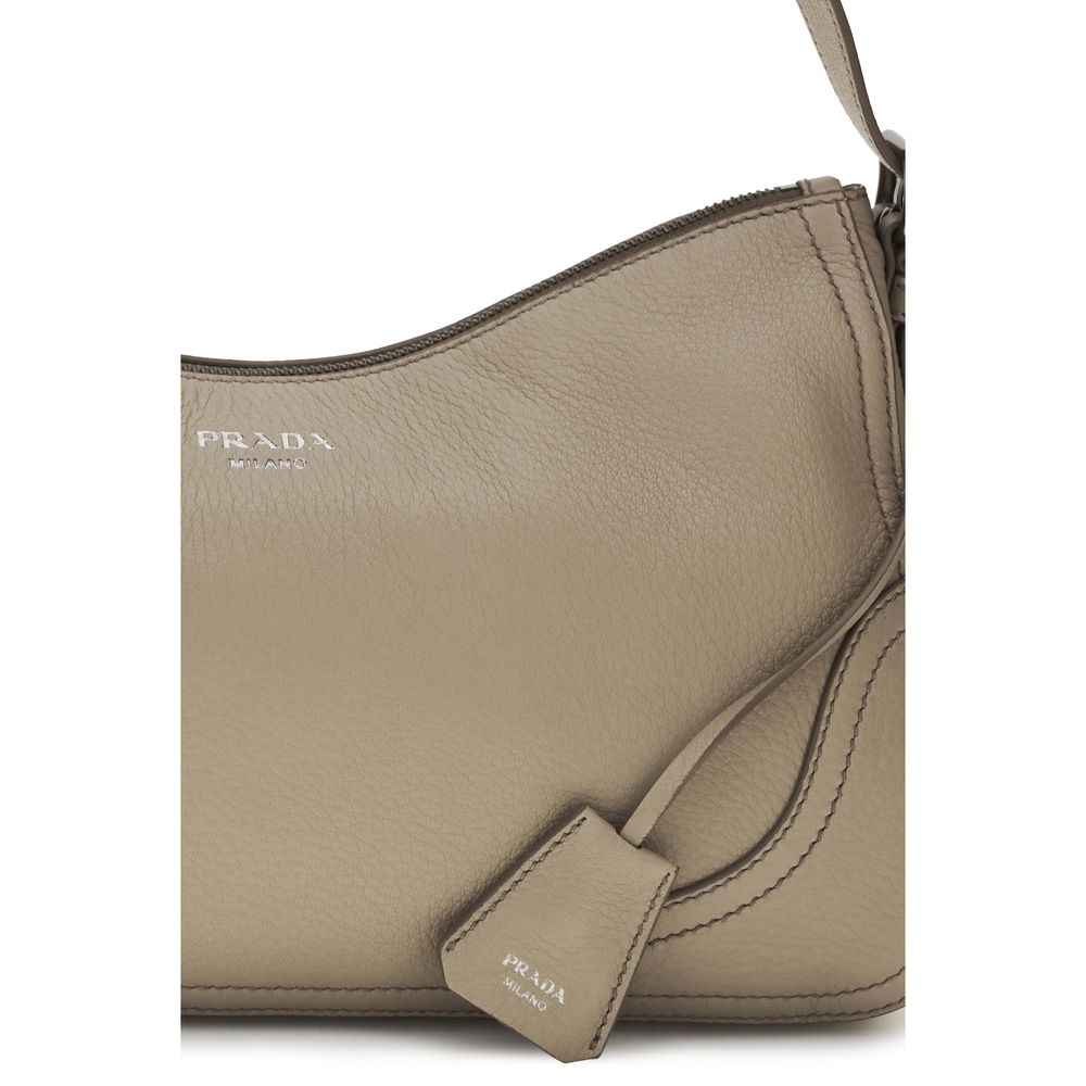 Prada Gray Calf Leather Bos Taurus Shoulder Bag