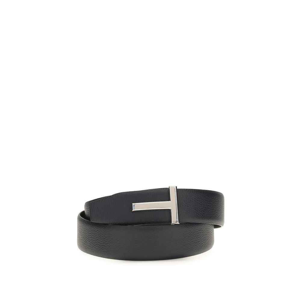 Tom Ford Black Calf Leather Bos Taurus Belt