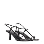 The Row Black Leather Stiletto Heel Sandals