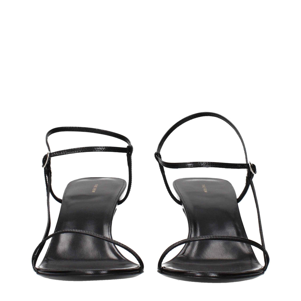 The Row Black Leather Stiletto Heel Sandals