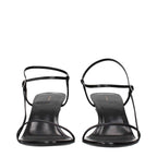 The Row Black Leather Stiletto Heel Sandals