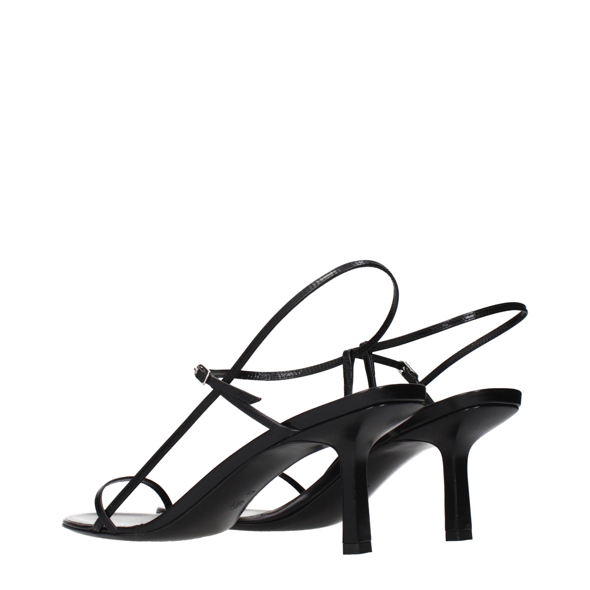 The Row Black Leather Stiletto Heel Sandals