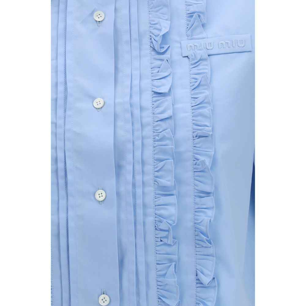 Miu Miu Blue Cotton Shortsleeve Shirt