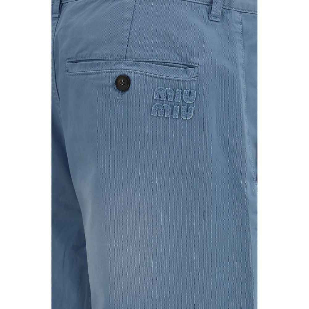 Miu Miu Blue Cotton Casual Pants