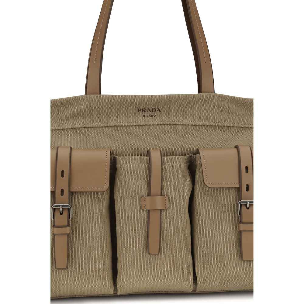 Prada Bicolor Cotton Shoulder Bag
