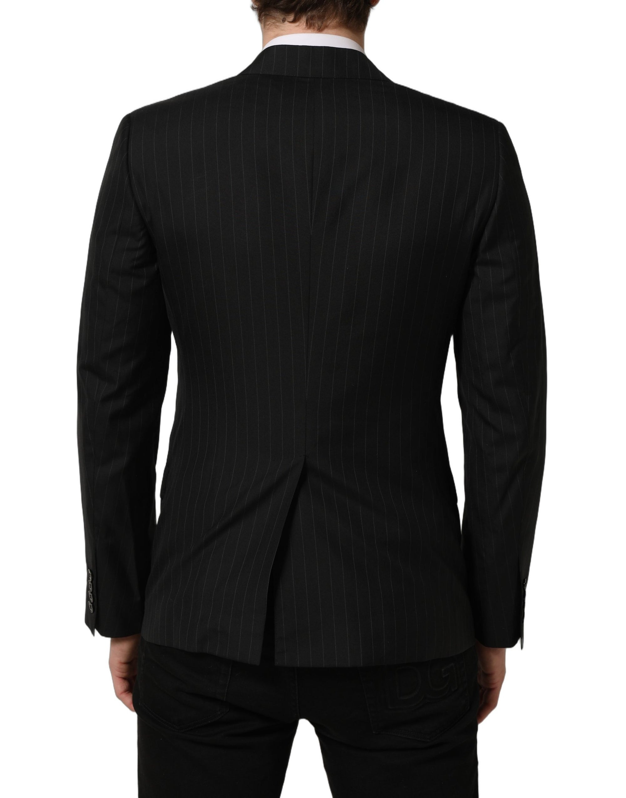 Dolce & Gabbana Black Stripes Wool Single Breasted Blazer