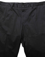 Dolce & Gabbana Black Cotton Tapered Leg Dress Trouser Pants